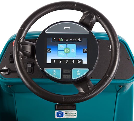 Controles de la fregadora de conductor sentado Tennant T17 